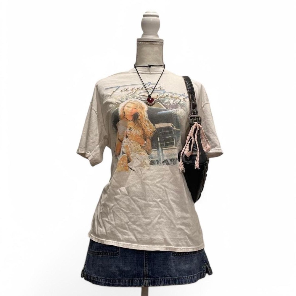 Graphic T-Shirt with Denim Skirt - Picture 1 of 7